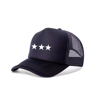 Black/3 White Star Trucker Hat