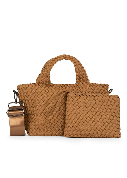 Mark Camel Woven Mini Tote