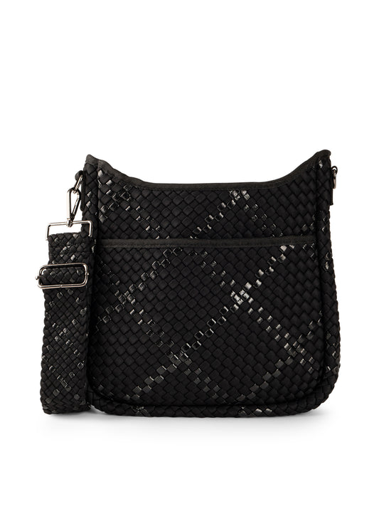 Blake Noir Woven Crossbody Bag