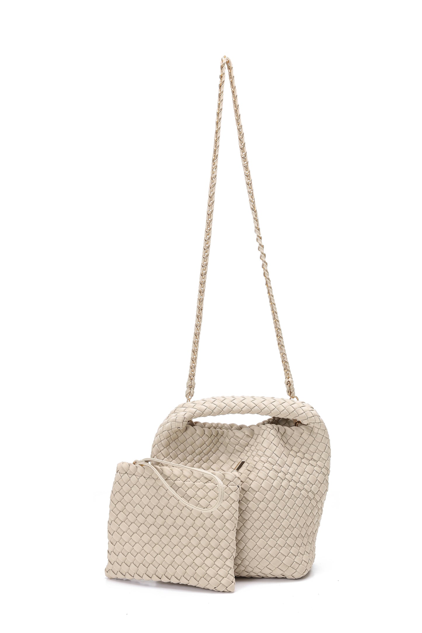 Shelly Beige Woven Bucket Bag