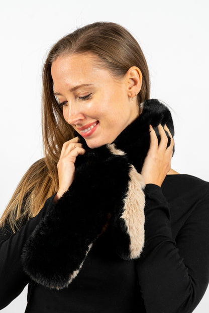 Whistler Scarf Faux Fur Black/Beige - FINAL SALE