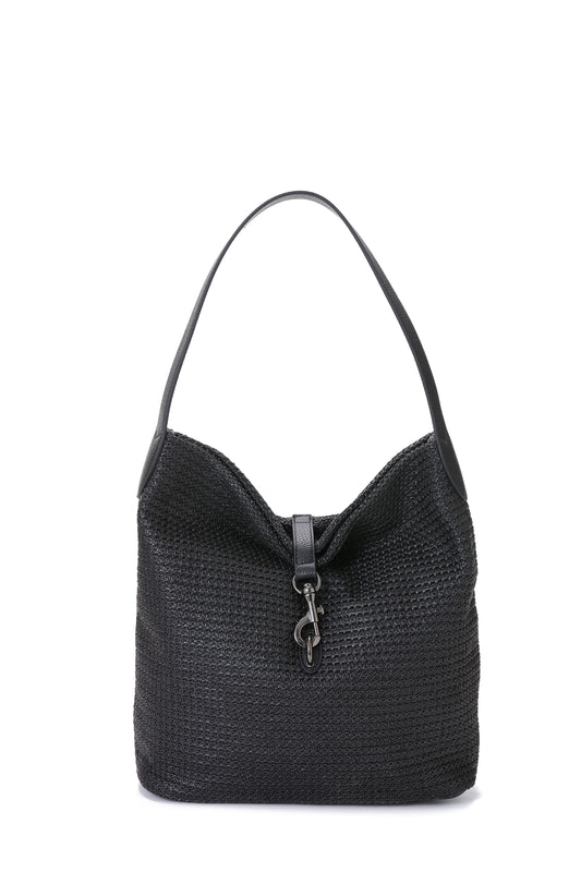 Sandy Black Raffia Shoulder Bag - PRE ORDER SHIPS 4/15