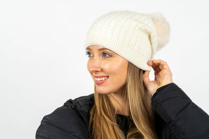 cabin cable hat white