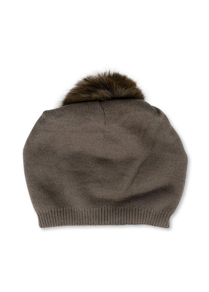 brooklyn beanie army/army faux fur pom