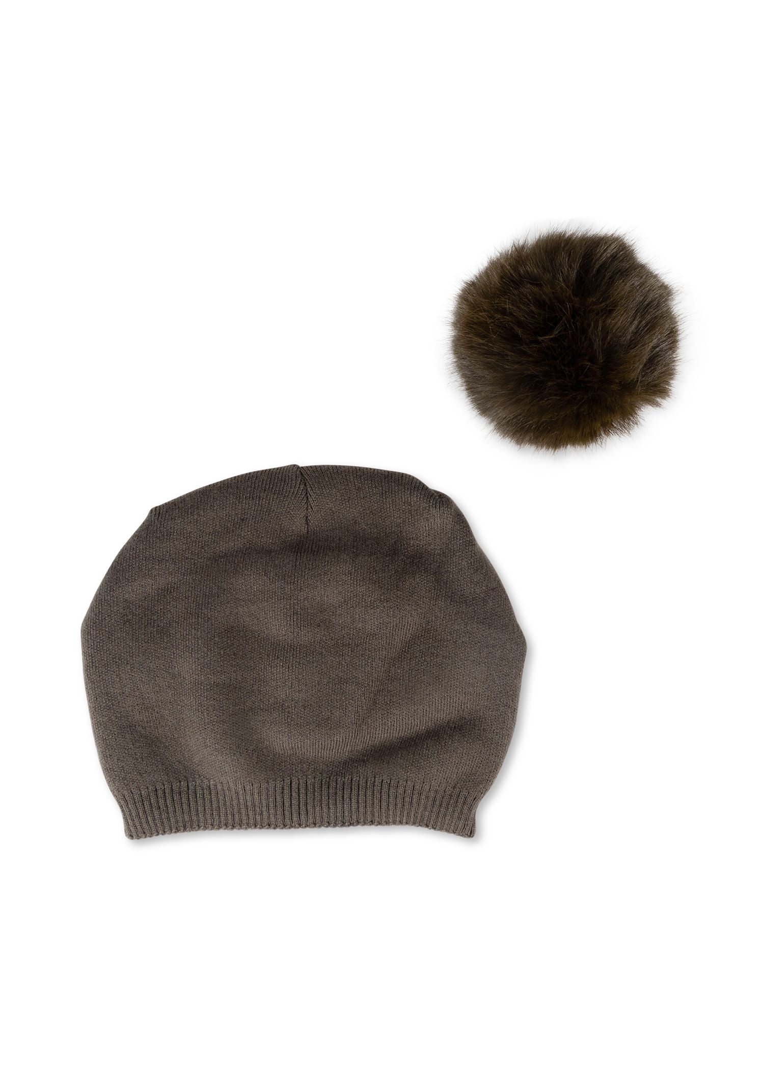 brooklyn beanie army/army faux fur pom