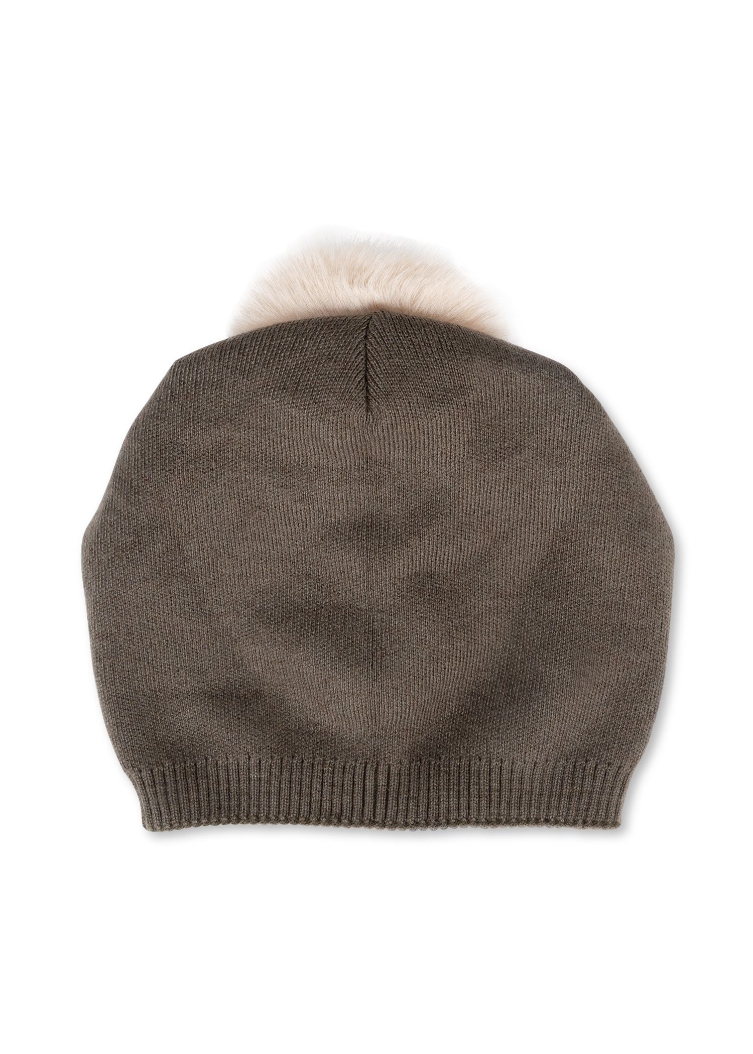 brooklyn beanie army/beige faux fur pom army/beige