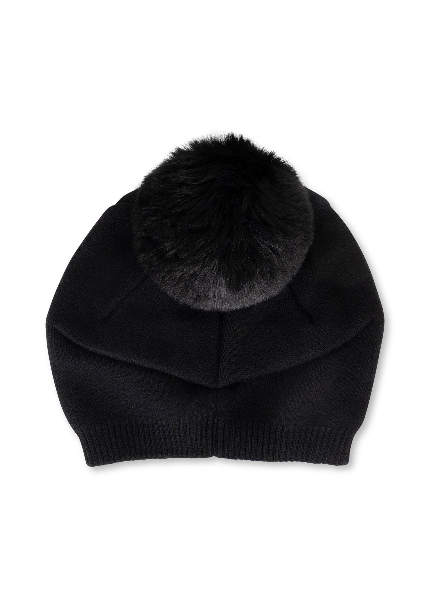 brooklyn beanie black/black faux fur pom