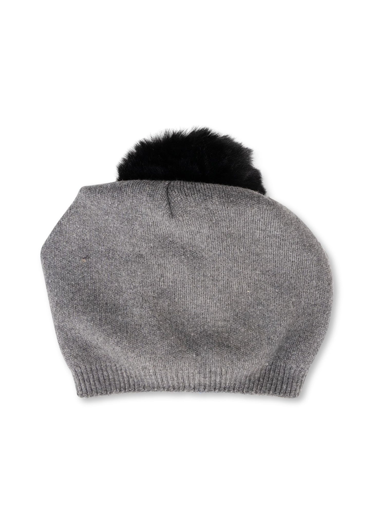 brooklyn beanie charcoal/black faux fur pom