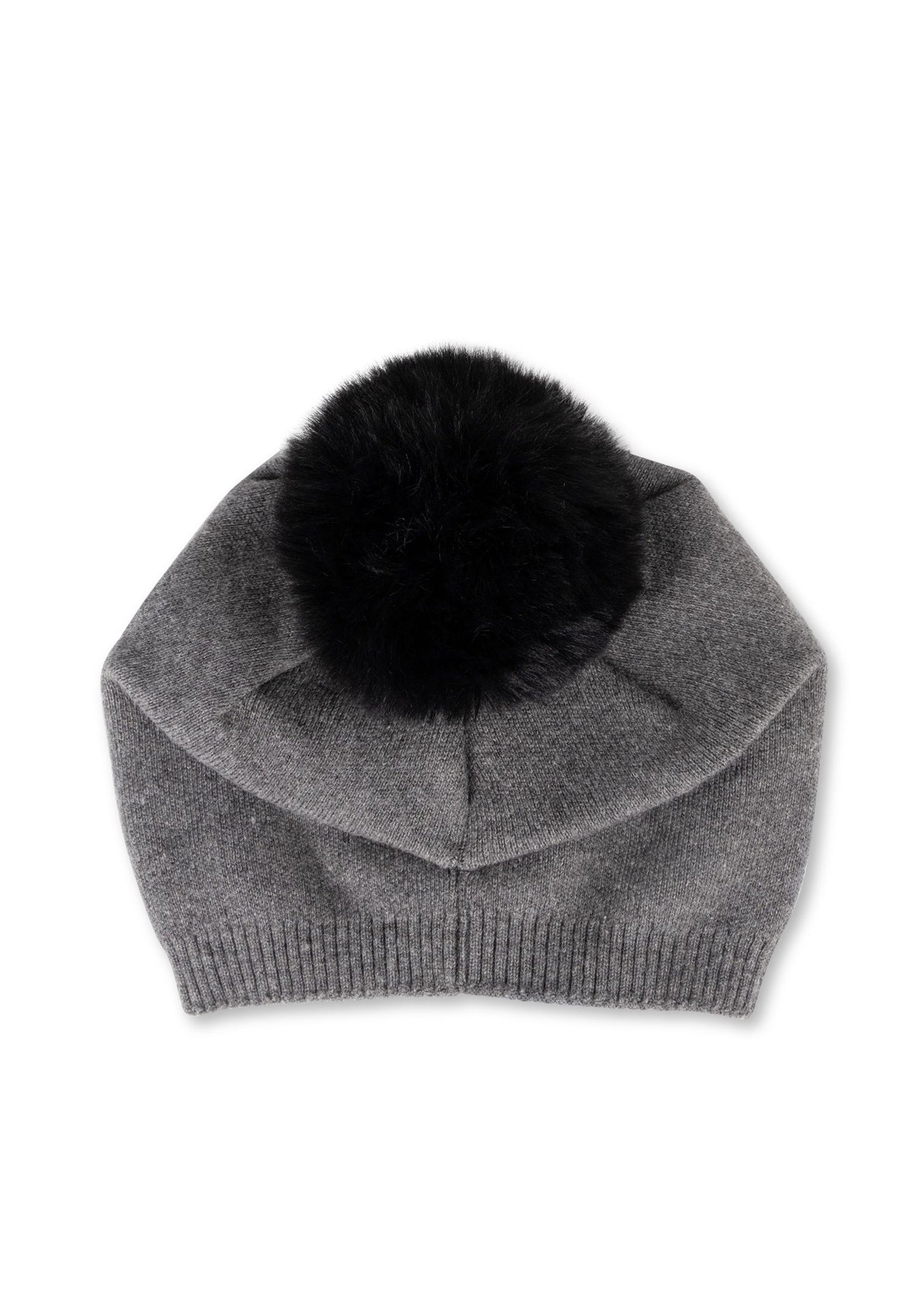 brooklyn beanie charcoal/black faux fur pom